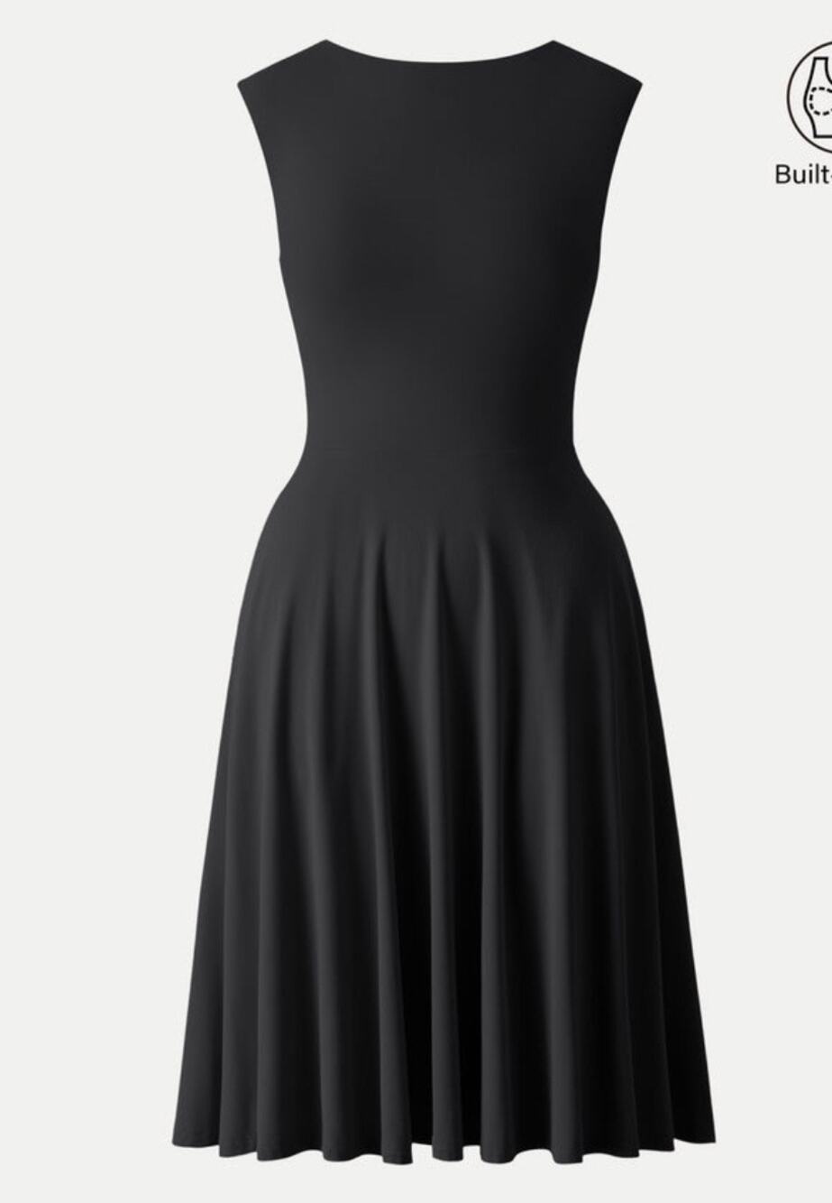 OGLmove Boatneck Ponte Built-In Bra Midi Dress Black Size S New With Tags